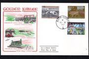 1977 Ireland Golden Jubilees: Electricity Supply Board (ESB); Agricultural Corporation, Greyhound Track Racing in Ireland Commemorative Stamp Illustrated Hibernian First Day Cover (FDC) with Rath Luirc (Charleville) steele cancel