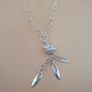 25 Sterling Silver Geometric Flower Pendant Necklace with Leaf Charms Modern Elegant Chain Jewelry Image 8