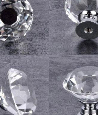 NEW 25Pcs Crystal Door Knob, 30MM Diamond Drawer Knobs Crystal Door Handles Diamond Pulls for Home Kitchen Office Chest Cabinet Drawer