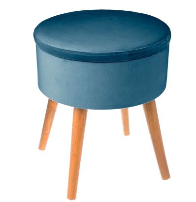 BRAND NEW Storage velvet stool made of polyester 36x44 cm color blue