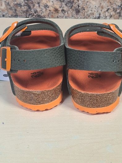 Birkenstock Milano Kids Sandals Desert Soil Green And Orange Size Uk 8.5 Eu 26 Brand New Boxed