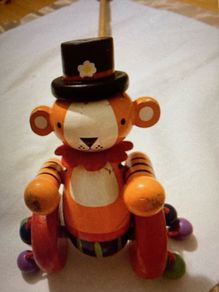 Wooden Bear Push or Pull along. Child's Toy.