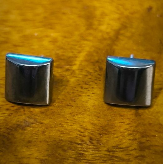 Silver earrings with hematite
