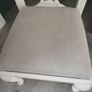 Two oak chairs linen seat covers Image 3