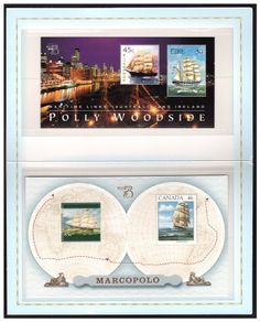 1999 Maritime Links: Australia, Canada and Ireland Stamp Presentation Pack. Pack contains set of Marco Polo and Polly Woodside Miniature Sheet