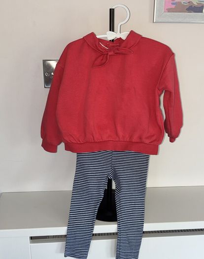Baby Girls Red Sweater & Navy & White Leggings from Marks & Spencer