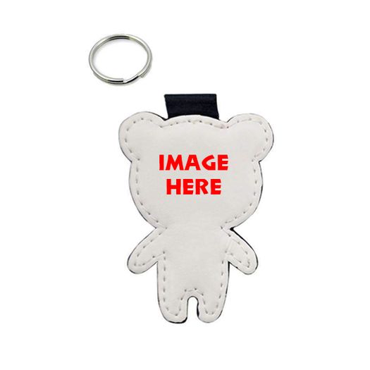 Personalised Bear shape Leather Keyring with you photo or image