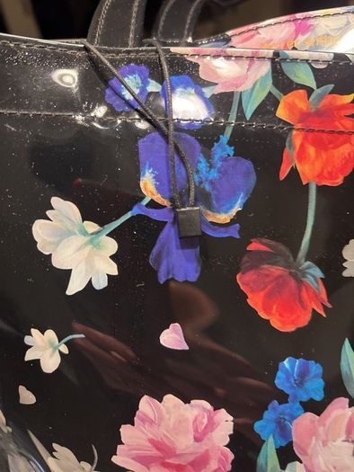 Ted Baker Black Patent with Floral Pattern Large Tote / Shopper Bag - as new condition