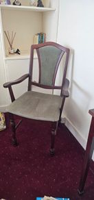 Vintage Mahogany Style Upholstered Armchair / Carver Chair