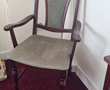Vintage Mahogany Style Upholstered Armchair / Carver Chair