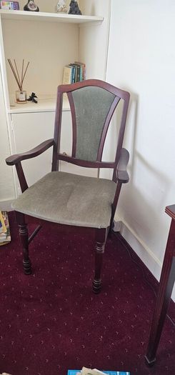 Vintage Mahogany Style Upholstered Armchair / Carver Chair