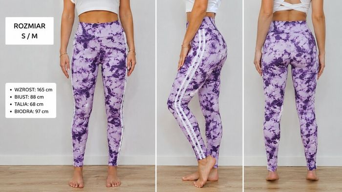 Purple Tie Dye High Waisted Leggings with Side Stripes S/M