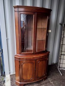 Mahogany glass corner cabinet
