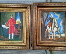 Pair of Vintage Hand-Painted Oil Paintings in Ornate Gilt Frames - 15" x 13"