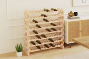Wooden Wine Rack for 96 Bottles 8Tier Modular Wine Storage Shelf Natural Wood Finish