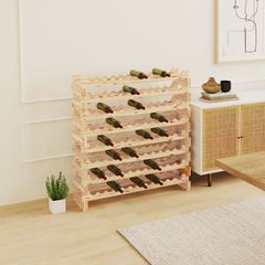 Wooden Wine Rack for 96 Bottles 8Tier Modular Wine Storage Shelf Natural Wood Finish