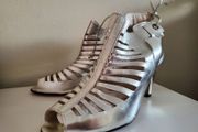 France Mode Adilo fashion summer silver shoes heels New &amp; boxed size 4.5 uk
