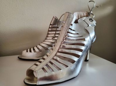 France Mode Adilo fashion summer silver shoes heels New & boxed size 4.5 uk