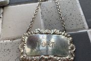 retro port decanter label silver plated