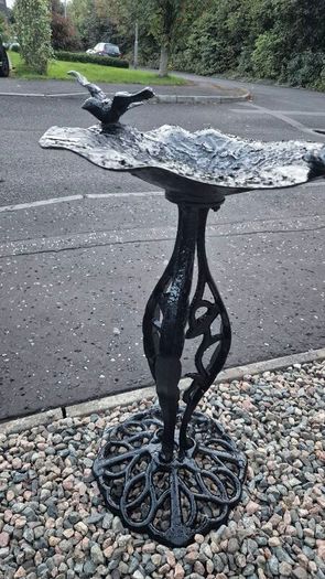 Classic vintage iron cast garden birdbath