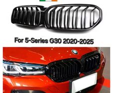 Bmw G30 G31 Lci 2021- 2025  M Double Spoke Gloss Black Front Kidney Grilles Camera