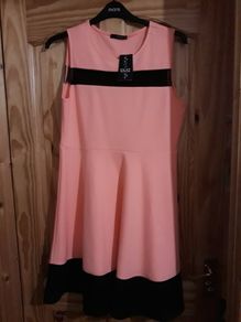 Coral and black Quiz dress