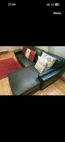 black leather sofa