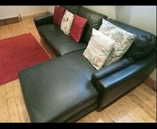 black leather sofa