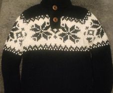 Superdry Navy (Chunky Knit) Button Neck Fair Isle Jumper