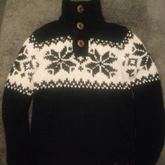 Superdry Navy (Chunky Knit) Button Neck Fair Isle Jumper