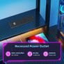 Gaming Desk with Drawers  Display Shelves, 120 by 48 cm Computer Desk with LED Lights  Sockets, Reversible PC Gaming Table with Monitor Stand, Carbon Fiber Black Image 8