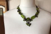 Beautiful Vintage Green Glass Beaded Collar Necklace