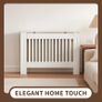 Arlington Radiator Cover White - Medium - Modern Shaker Style Vertical Slat Design For Optimal Heat Circulation - H83.3xW111xD19cm - Painted MDF Cabinet with Wood Top Shelf Image 4