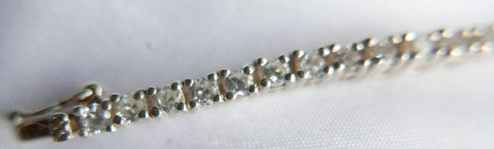 Vintage Sterling Silver 925 Tennis Bracelet  Cubic Zirconia Graduated Flexible Bangle Bracelet 16,7g