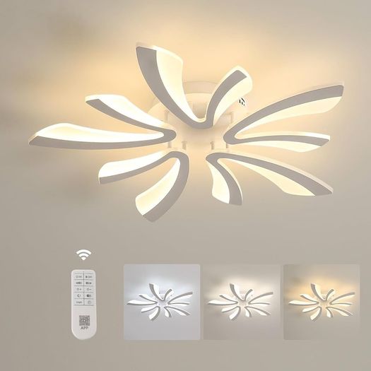 Ceiling Light Dimmable, LED Ceiling Lighting 48W 5400LM, 3000K-6500K, Acrylic Modern Lighting Fixture with Remote Control for Living Room Bedroom