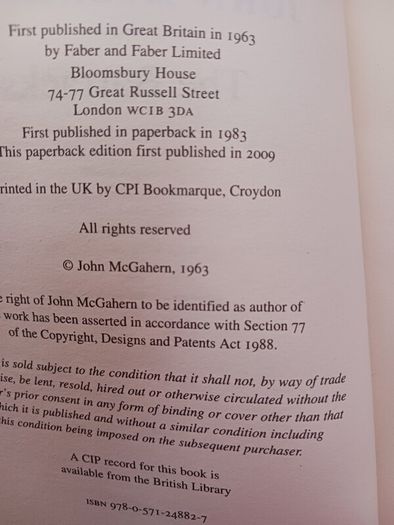 John McGahern /The Barracks/ 2009/ Faber Firsts