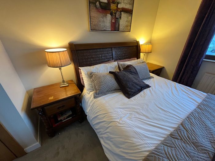 Beautiful Queen Sized solid sleigh mahogany bed