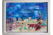 48cm Original Abstract Painting FRAMED Original Seascape beachscape Original Beach Art