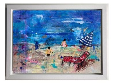 48cm Original Abstract Painting FRAMED Original Seascape beachscape Original Beach Art