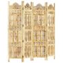 Hand carved 4-Panel Room Divider 160x165 cm Solid Mango Wood Image 8