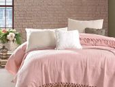 Cotton Waffle Bedspread, Throw For 2 - 3 Seater Sofa, Settee, Couch, Bed I King Size 220 x 240 cm - Blush Pink