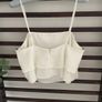 top forever 21 tiered ivory cropped camisole top size large Image 3