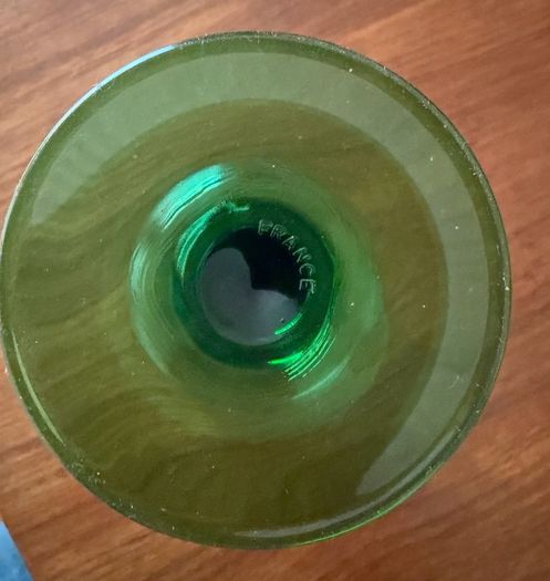 Vintage Mid-Century French Luminarc Arcoroc Green Stemmed Wine Glasses