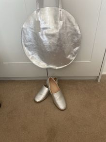 Clarks Silver leather bag  and shoes
