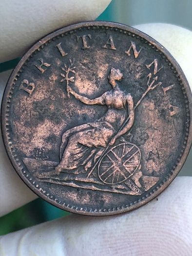 1806 British Halfpenny coin "No berries" Post included