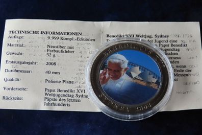 Pope Benedict 2008 Sydney Australia with certificate