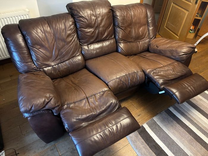 Leather 3 seat recliner sofa
