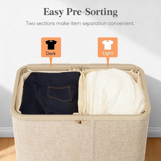 Lifewit 145L Double Laundry Basket with Lid Foldable and Handles - Brand New