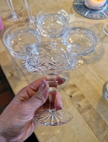 Vintage Galway Crystal "Old Galway" Cut Glass Champagne Coupe / Sherbet Glasses (Made in Ireland)
