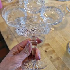 Vintage Galway Crystal "Old Galway" Cut Glass Champagne Coupe / Sherbet Glasses (Made in Ireland)